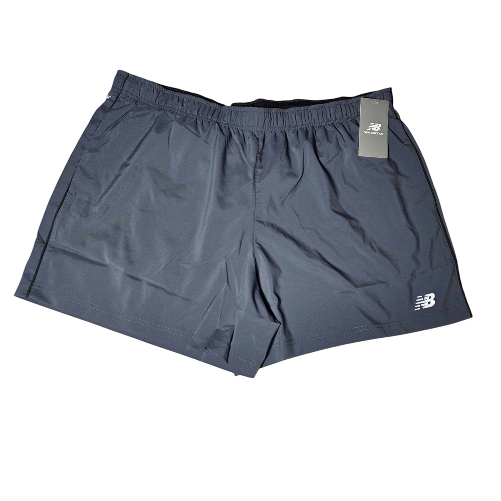 New Balance Core Run 5" Running Shorts Mens 2XL Thunder Grey Lined NWT MS11200